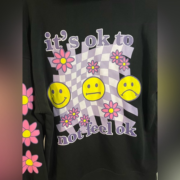 NWT Forever 21 Happy Face Graphic Zip-Up Hoodie Size Medium - Picture 4 of 14